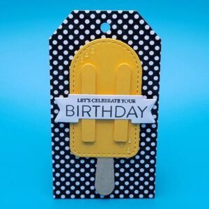 Yellow Popsicles Black Birthday Gift Tag Image