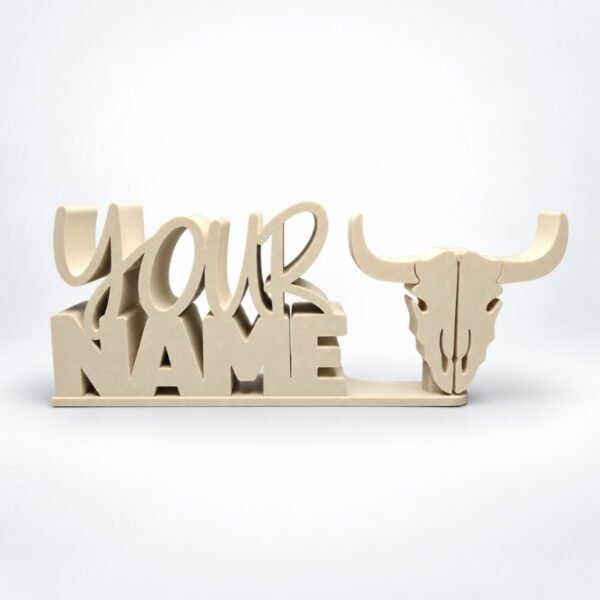 Personalized Namelet name plate with Bull Skull SideKick