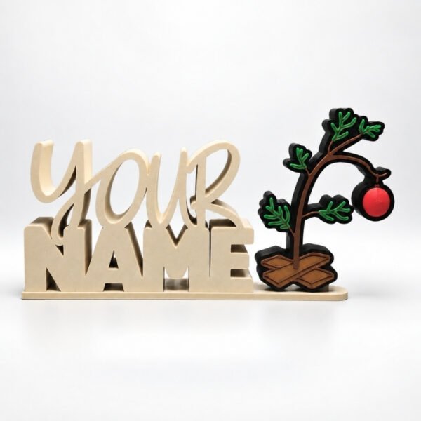 Personalized Namelet name plate with Christmas Tree Bulb SideKick