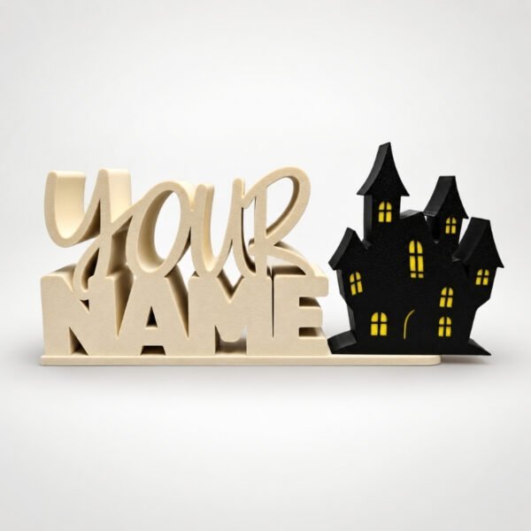 Personalized Namelet name plate with Haunted House SideKick