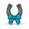Silver Horseshoe with Teal Bow SideKick for personalized Namelet name plate desk sign