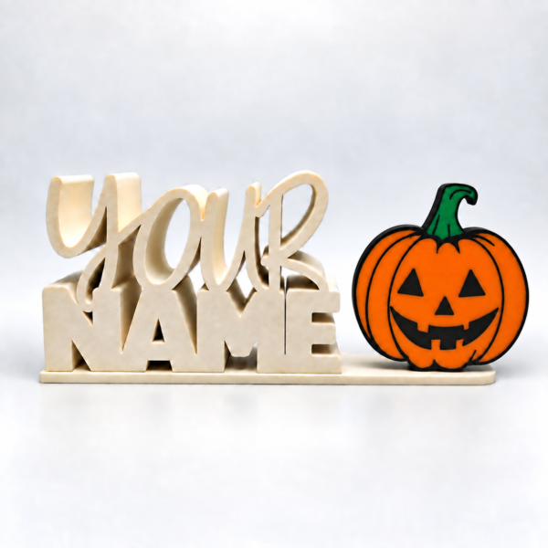 Personalized Namelet name plate with jack-o-lantern sidekick