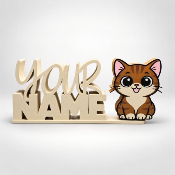 Personalized Namelet name plate with Kitty Cat SideKick