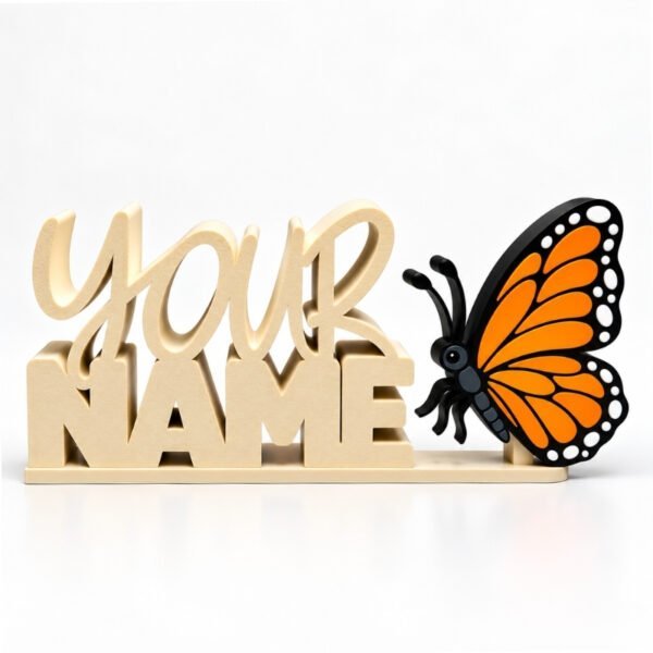 Personalized Namelet name plate with Orange Butterfly SideKick