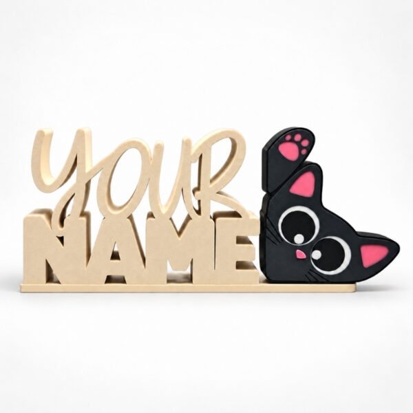Personalized Namelet name plate with Peekaboo Kitty SideKick