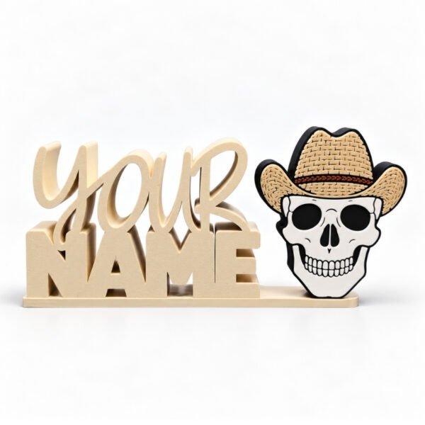 Personalized Namelet name plate with Skull Cowboy SideKick