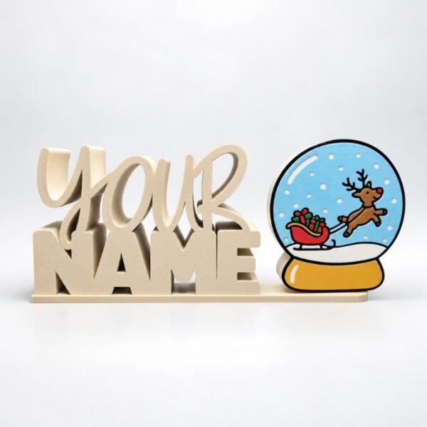 Personalized Namelet name plate with Reindeer Snow Globe