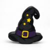 Witch Hat with yellow stars, yellow buckle and a purple band SideKick for personalized Namelet name plate desk sign