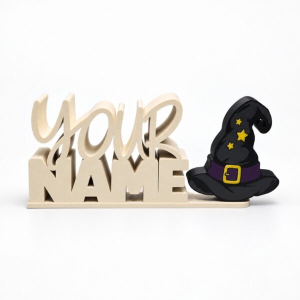 Personalized Namelet name plate with Witch Hat SideKick