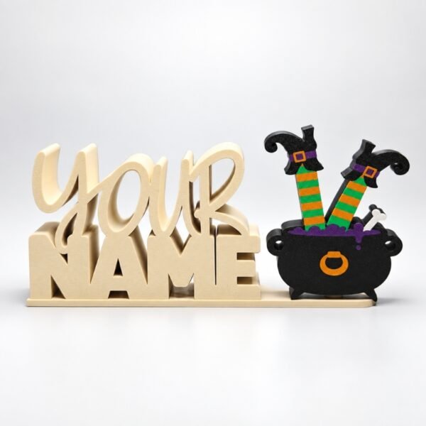 Personalized Namelet name plate with witch legs cauldron SideKick
