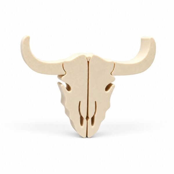 Bull Skull Sidekick Ivory Bull Skull Sidekick featuring a longhorn skull with curved horns and detailed cutouts, a 3D printed interchangeable accessory for Embellish Queen Namelets.