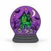 Haunted Snow Globe SideKick Haunted Snow Globe SideKick featuring a green haunted house, purple night sky, bats, crescent moon, stars, and spooky graveyard for Halloween Namelet decor.