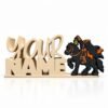 Headless Horseman SideKick Personalized cream Namelet desk sign featuring the interchangeable Headless Horseman SideKick with a black horse, cloaked rider, and glowing lantern by Embellish Queen.