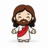 I Heart Jesus SideKick featuring a cute, smiling Jesus with brown hair, a beard, white robe, red sash, and heart emblem, perfect for Christian-themed Namelet desk decor.
