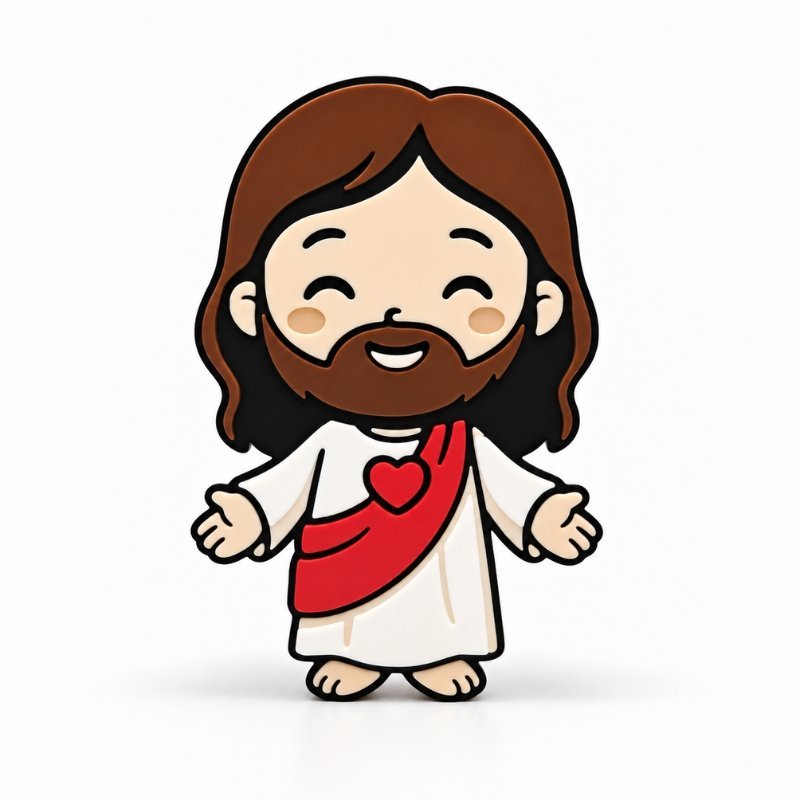 I Heart Jesus SideKick featuring a cute, smiling Jesus with brown hair, a beard, white robe, red sash, and heart emblem, perfect for Christian-themed Namelet desk decor.