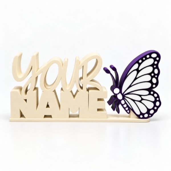 Personalized Namelet name plate with Indigo Butterfly SideKick