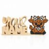 Moo-tiful Highland Cow SideKick featuring an adorable brown Highland cow with a black-and-white cow print bow and bandana, displayed beside a personalized cream Namelet desk sign by Embellish Queen.