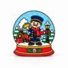 North Pole Express SideKick North Pole Express SideKick featuring a cheerful train conductor, Christmas steam train, snow-covered trees, and festive lamppost inside a colorful holiday snow globe.
