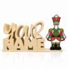 Nutcracker Goose SideKick Personalized 3D printed Namelet desk sign featuring the Nutcracker Goose SideKick in a festive red, green, and gold uniform. Custom interchangeable Christmas SideKick desk decor by Embellish Queen.