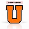 Varsity Letter SideKick Orange, black, and white three-color Varsity Letter U SideKick featuring an orange letter, black outline, and white outer border for personalized Namelets.