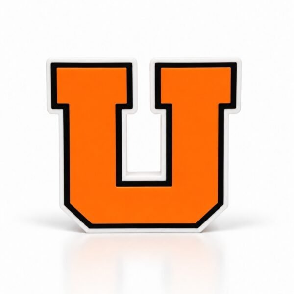 Varsity Letter SideKick Varsity Letter SideKick featuring a bold orange letter U with black and white outlines, interchangeable school spirit accessory for personalized Namelets.